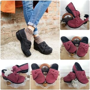 Dansko Pro Bow Red Black Nubuck Clog Valentine Festive Boho 36 37 38 39 40-1